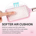 RHOS Paddle Brush for Women & Men - Detangler for Thick, Curly, Long, Wet & Dry Hair - Nylon Bristles Square Cushion Brush for Smoothing and Detangling (1 Pack - Pink)