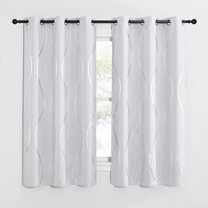 NICETOWN Greyish White Room Darkening Curtain Panels - Image 2