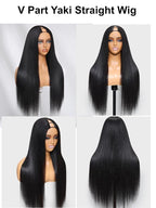 YIROO EasiContour V Part Wigs Human Hair Yaki Straight Human Hair Wigs No Leave Out Glueless Upgraded U Part Wigs for Women V Shape Clip in Vpart Wig No Sew in No Glue Beginner Friendly 20 inch