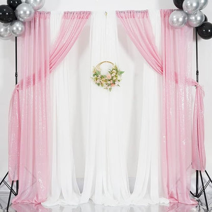 Poise3EHome Pink Sequin Backdrop Curtains, 4 Panels 2FTx8FT Glitter Background - Image 2