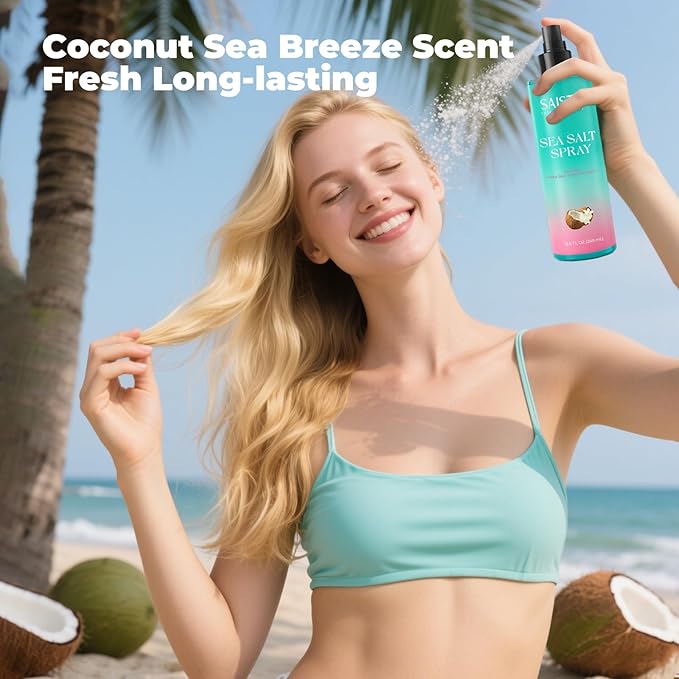 Sea Salt Spray for Women and Men, Valentines Day Gifts, Travel Essentials, Textured Beach Waves & Volume for Curly Hair, Coconut Surf Spray, Christmas Stocking Stuffers for Teen Girls, 8.8 oz