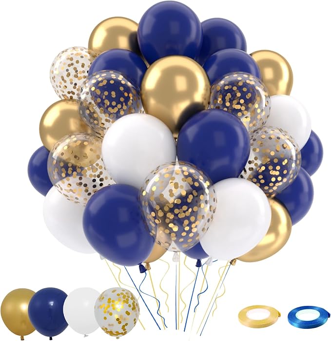 Patimate Navy Blue Gold Balloons Set by PatimateDirect
