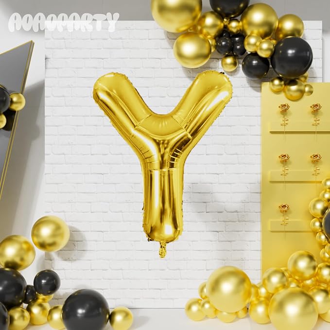 Letter Balloons Gold 40 Inch Y Large Giant Big Foil Mylar Balloon | - Image 4