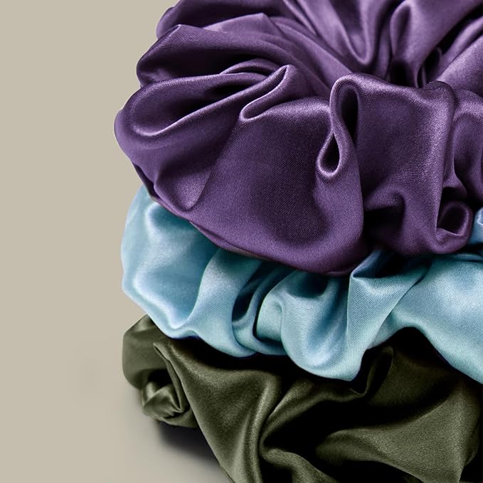 LILYSILK Silk Hair Scrunchies/Ties for Frizz & Breakage Prevention, 100% Mulberry, No Damage, Elastic ponytail Holders, 1Pc, Blue Haze