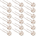 WILLBOND 18 Pcs Pearl Hair Pins Bridal Wedding Hair Accessories Crystal Bobby Pin for Brides Bridesmaids Flower Women Girls(Rose Gold)