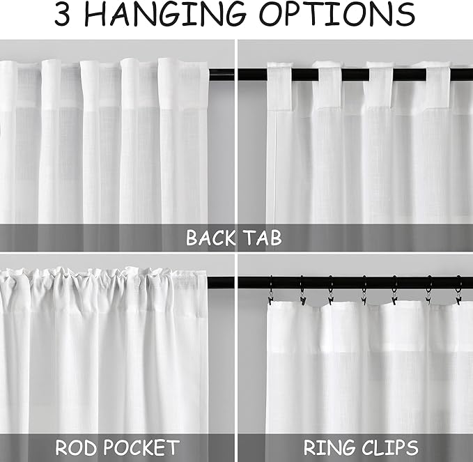 Extra Wide Linen Curtains for Living Room 108 Inch Length for Room Divider - Image 4
