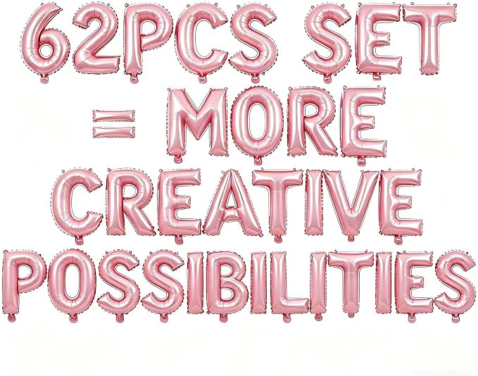 62 Pcs Pastel Pink Letter Balloons, Custom 2 Set A-Z Set by GOGAKIE