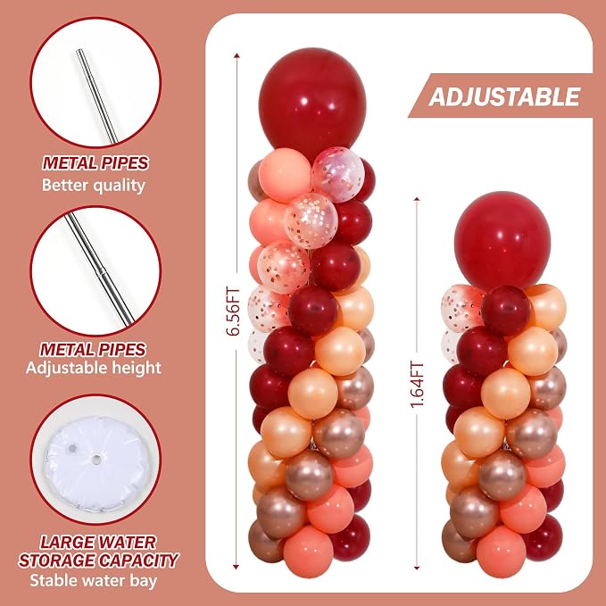Burgundy Balloon Column Stand Kit 2 Sets - Image 4