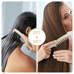 Large Wide Tooth Hair Comb, LADYAMZ [Tortoise Shell] Cellulose Acetate Round Tooth Comb for Straight/Curly Hair,Short/Long Hair Women Men or Kids, Easy Detangling Wet or Dry, Anti-static (White)