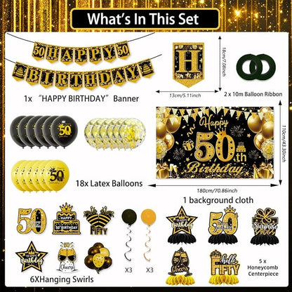 Mxdfafa 50th Black Gold Birthday Decorations Kit - Image 2