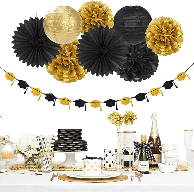 Black Gold Graduation Party-Decorations Garland - Image 5