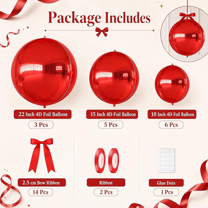 Red 4D Round Foil Balloons - Image 2