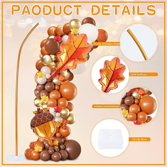2 Set Fall Balloon Arch Kit Adjustable Fall Column Stand Thanksgiving Balloon - Image 4