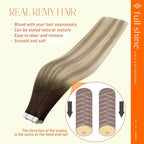 Full Shine Balayage Tape in Hair Extensions Human Hair 18Inch Balayage Tape in Real Hair Extensions Color 2 Fading to 18 And 60 Blonde Remy Hair Ombre Skin Weft Tape in Human Hair Extensions 50G 20Pcs