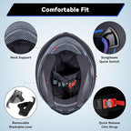 Full Face Motorcycle Helmets for Adult Men Women, DOT Approved Street Bike Racing Helmet Dual Visor Quick Release Buckle, Motorbike ADV Moped Helmet with Extra Clear Visor