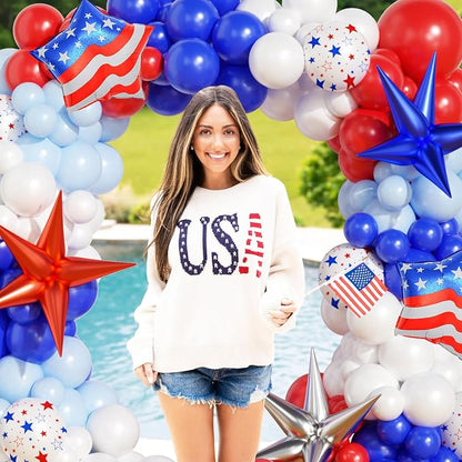 124Pcs 4th of July Balloon Arch Garland Kit Red White and Blue Birthday Party - Image 7