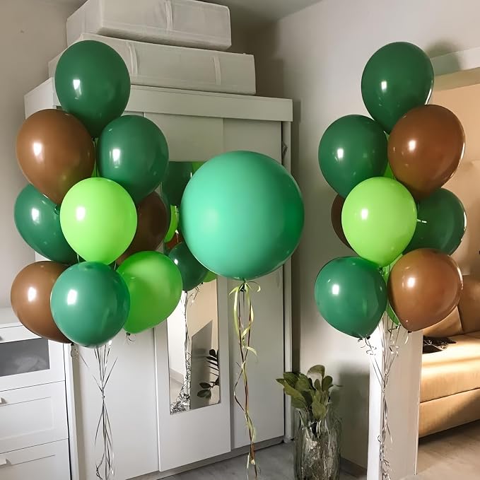 Retro Green and Brown Balloons Kit, Camo Dark Metallic Green Lime Brown Black - Image 7