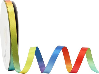 Rainbow Ribbon 3/8 inch Rainbow Thin Ribbon Color Satin Ribbons - Image 2