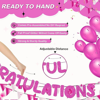 Fulmoon Pre Strung Congratulations Quitter Glitter Banner Funny Retirement - Image 3