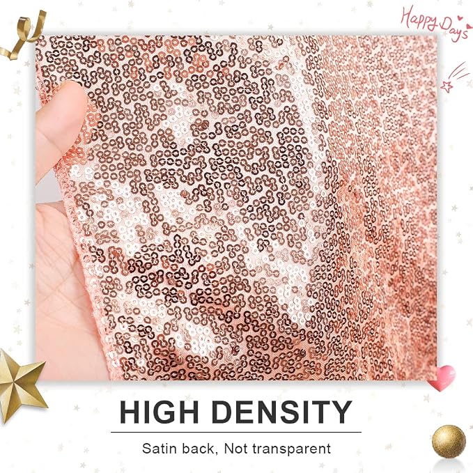 PartyDelight Rose Gold Sequin Backdrop Curtains 5x10ft 2 Panels | Sparkly 3mm - Image 5