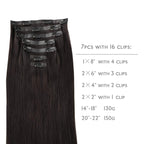 WENNALIFE Seamless Clip In Hair Extensions Human Hair, 24 Inch 160g 7pcs Dark Brown Hair Extensions Clip in Human Hair Invisible PU Skin Weft Natural Remy Human Hair Extensions