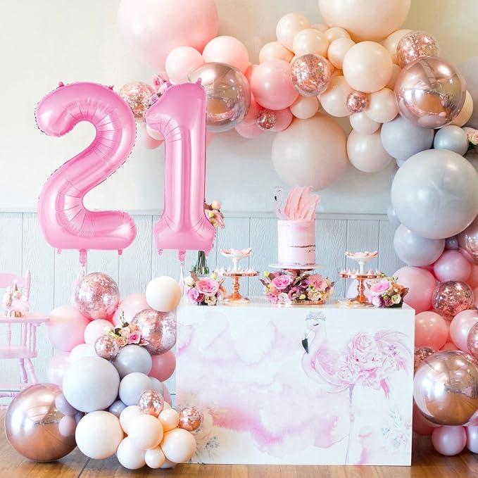 Pink Number 21 Balloons, Big Large Foil Number Balloons, Jumbo Giant Mylar - Image 5