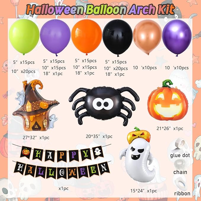 Tesochye 161pcs Halloween Balloon Garland Kit - Image 2