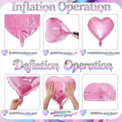 Pink Purple Iridescent Heart Balloons - Image 8