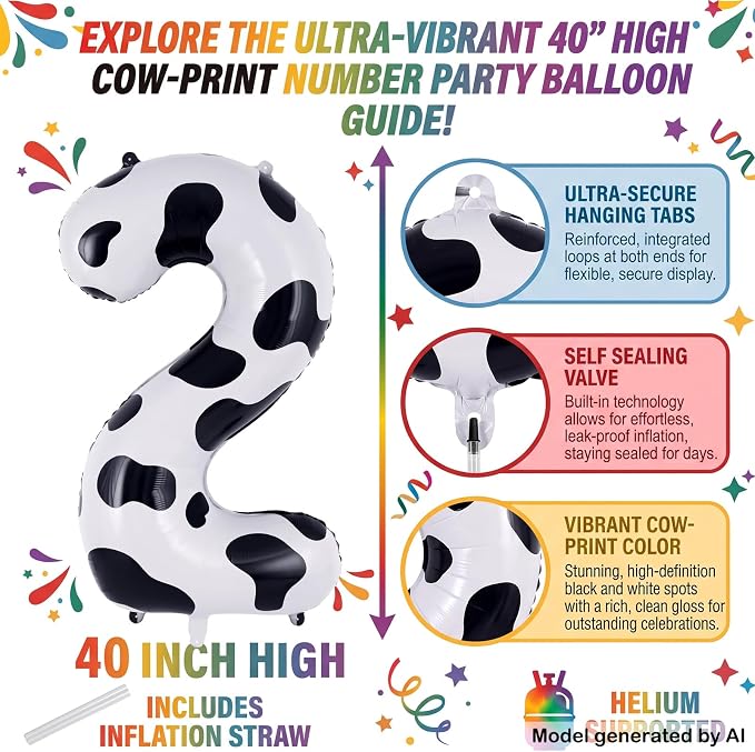 40 Inch Cow Print Number 20 Balloon - Image 2