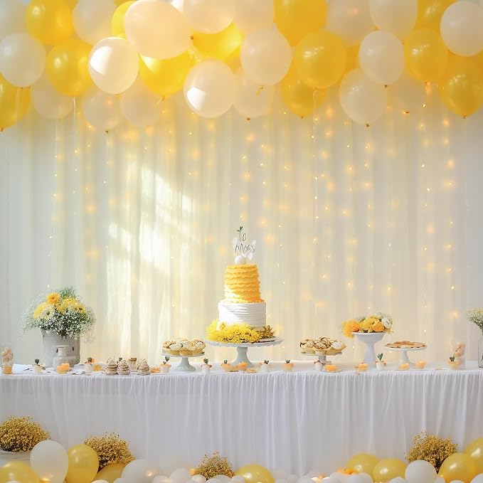 30x8ft Ivory Tulle Backdrop Curtain - Image 8