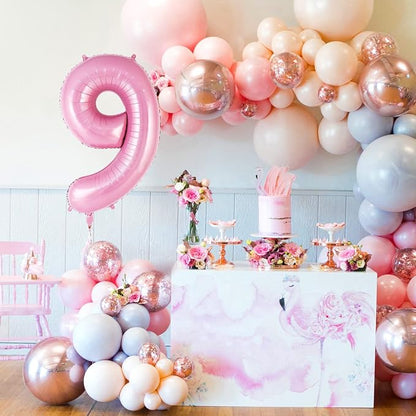 Pink Number 9 Balloon 40 Inch, Big Large Foil Helium Number Balloons, Jumbo - Image 2