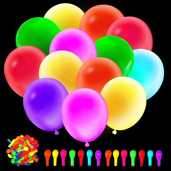 Voircoloria 105pcs UV Neon Black Light Party Latex Balloons, 10inch | Glow in by Voircoloria
