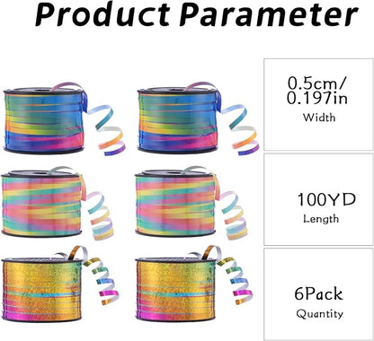 100 Yards Curling Ribbon-Balloon 6PCS Ribbon-Balloon String - Image 2