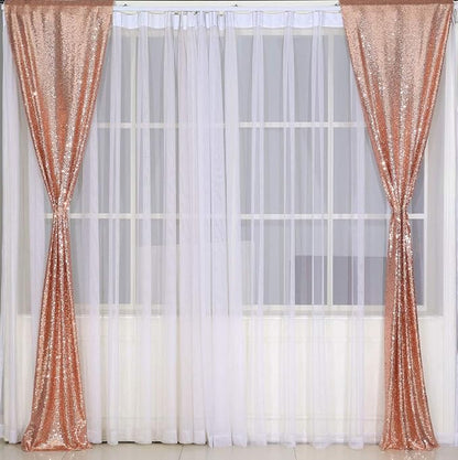 2ft x 8ft Rose Gold Sequin Backdrop Curtains Photography 2 Panels - Image 9