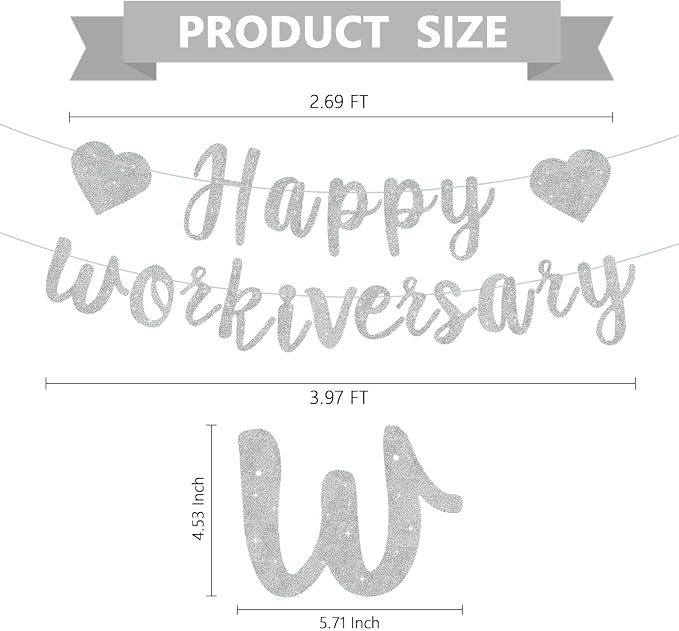 Silver Glitter Happy Workiversary Banner - Image 3