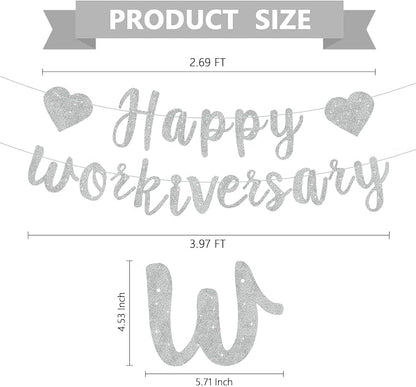 Silver Glitter Happy Workiversary Banner - Image 3