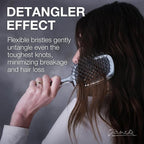 Janeke Superbrush Detangling Brush for Soft Smoothing Hair Brushing with Anti-Static Bristles - Vented Wet Hair Brush for Blow Drying Use - Perfect for Curly, Thick, Wavy, Fine Hair Types (Silver)