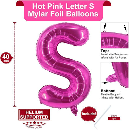 Lovoir 40 Inch Large Hot Pink Letter S Balloons Big Size Jumbo Mylar Foil - Image 2
