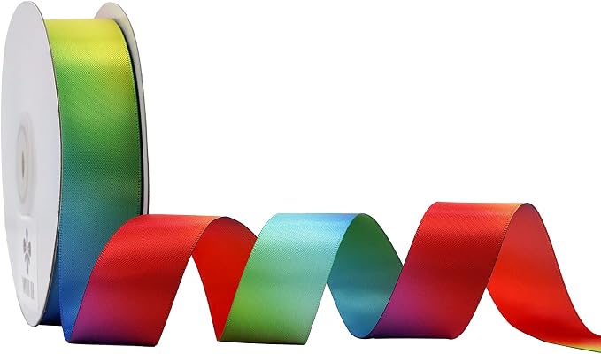 Rainbow Ribbon Satin Ribbon 1 inch Rainbow Satin Ribbons Colored Ribbons - Image 3