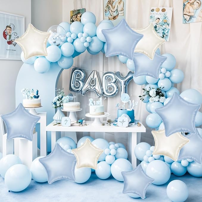 Dusty Blue Star Balloons, 18 Inches Star Foil Balloons - Image 7