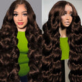 13x6 HD Lace Front twigs Human Hair Pre Plucked 200% Density Body Wave Chocolate Brown Lace Front Wig Brown Wigs Human hair 30inch for Women