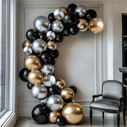 RUBFAC Silver Balloons Different Sizes 129pcs Metallic Balloon Arch Kit | - Image 7