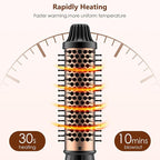 3-in-1 Thermal Brush for Blowout Look, 1.5 inch Heated Round Brush with Ion Detachable Heated, Makes Hair Straightening and Smoother Get Natural Curls, Dual Voltage for Travel, Quick&Easy