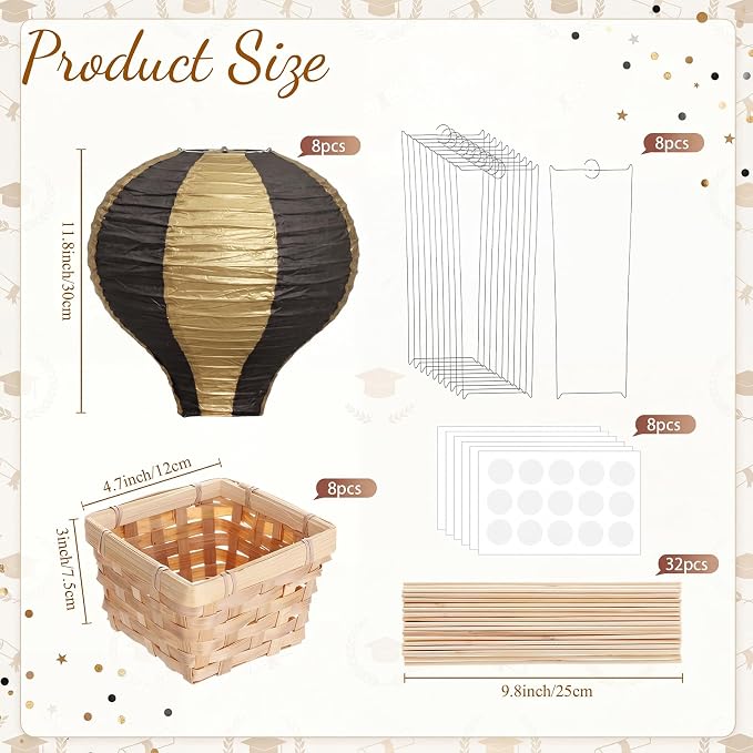 Meooeck 8 Sets Hot Air Balloon Tables Centerpieces, 11.8'' Paper Lantern Party - Image 3
