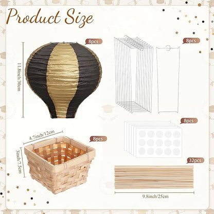 Meooeck 8 Sets Hot Air Balloon Tables Centerpieces, 11.8'' Paper Lantern Party - Image 3