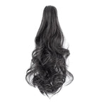 Claw Clip Ponytail Extension 18" Clip in Wavy Ponytail Hair Extensions Long Pony Tails for Women Extensions Dark Brown mix White Wave Hairpiece