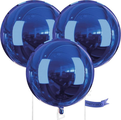PartyWoo Navy Blue Large Round Giant 4D Jumbo Foil Balloons 3pcs 50 Inch | 50 by PartyWoo
