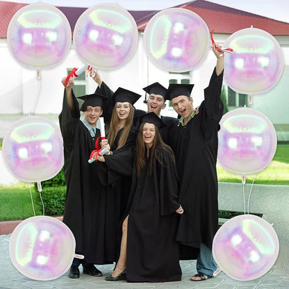 8 Pcs Iridescent Round foil Balloons, 4D Iridescent Mylar Orbz Round Balloons - Image 5
