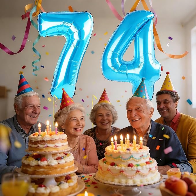 40 Inch Number 74 Balloons for 74th Birthday Party Decorations, 0-100 Jewelry - Image 2