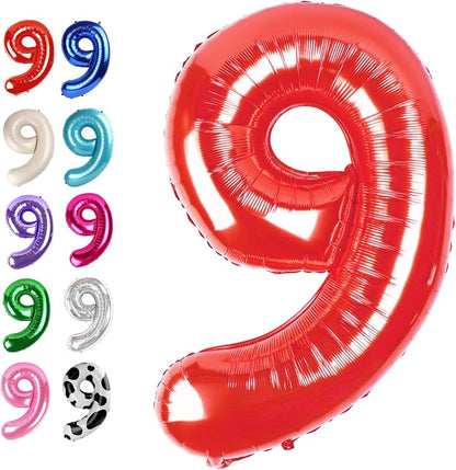 Red Number 9 Balloon 40 inch, Balloon numbers party supplies, deco photo shoot by Upgesy